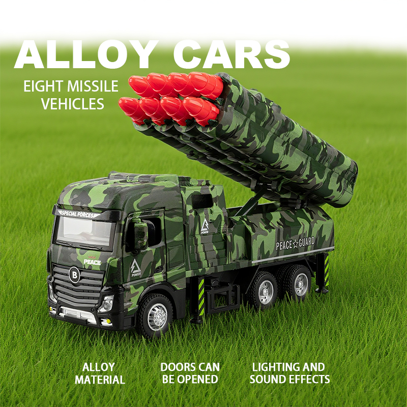 Eight-engine missile vehicle alloy model, rebound sound and light effect, trendy art desktop, trendy toys for boys, and decorative items details Picture