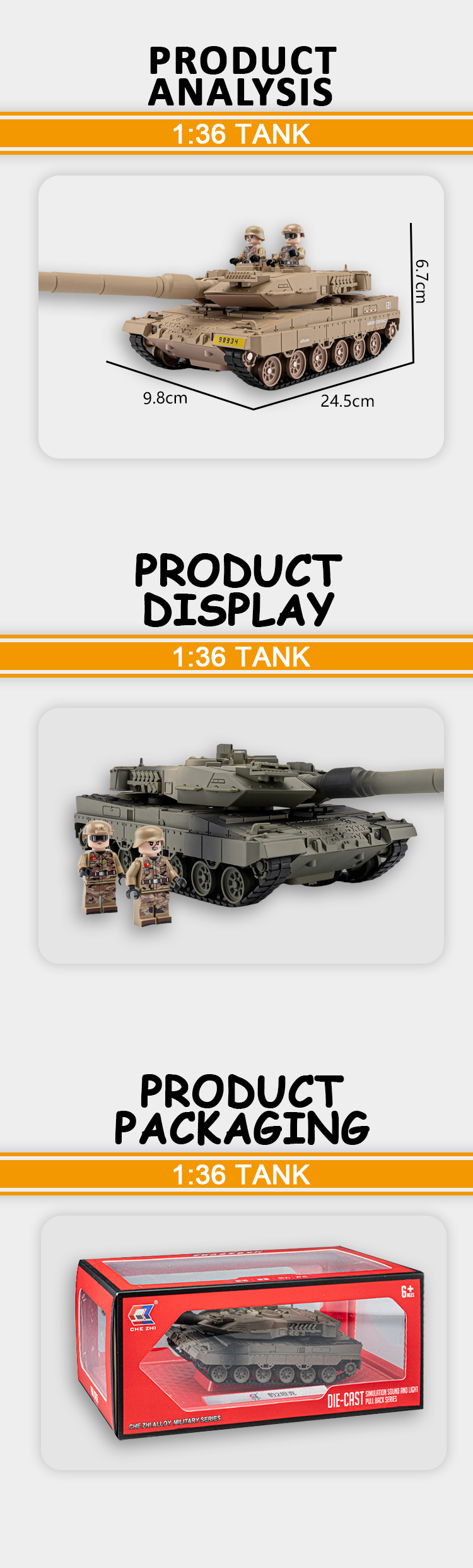 1:36 Leopard 2A7 tank spray simulation alloy car model, car model metal toy car ornament, boys' toy pic 4