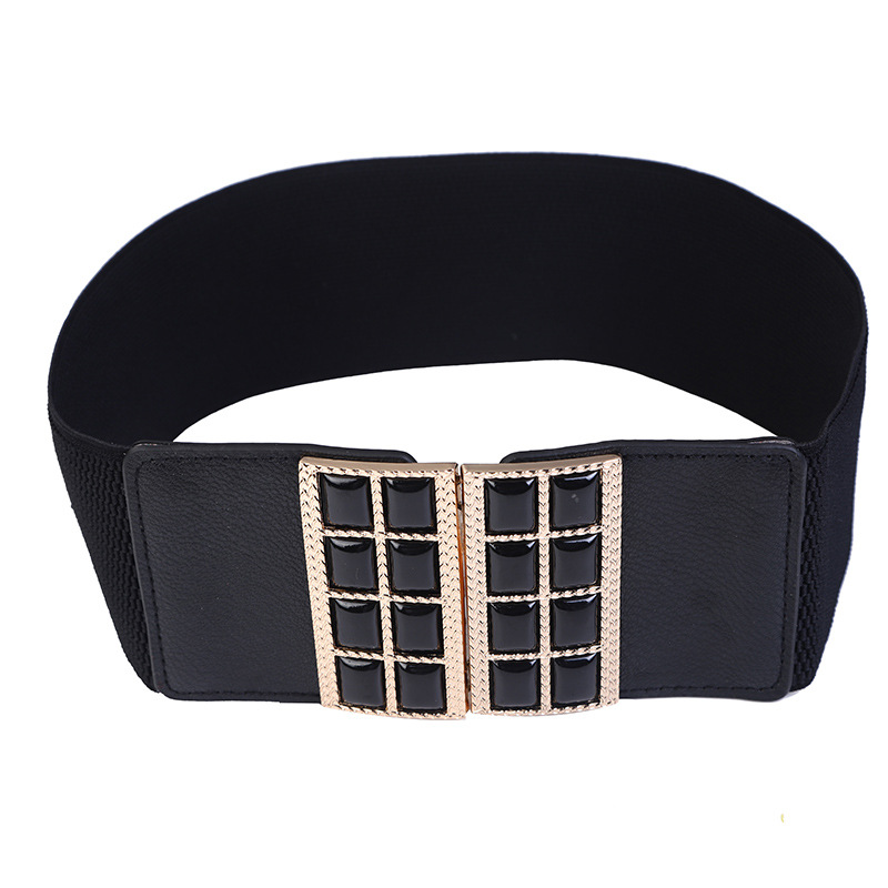 Fashionable ladies' loose and tight wide waistband down jacket, versatile elastic belt sweater, Korean-style decorative belt Specification drawing