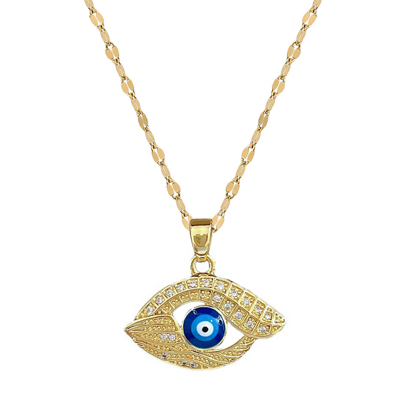 【 Titanium Steel 】 Devil's Eye, light luxury and elegant, Full diamond necklace, versatile collarbone chain for female Internet celebrities, Titanium steel chain Item Picture