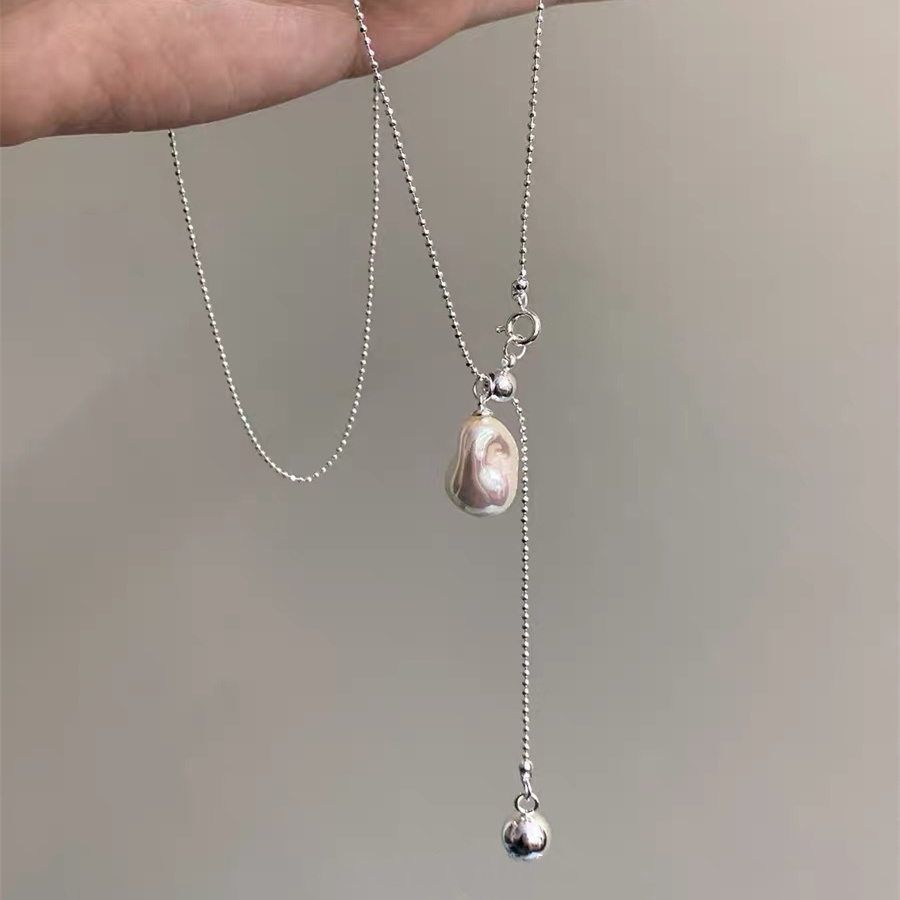 Marlock pearl pendant necklace, extended sweater chain, pearl necklace, tassel necklace, natural, niche, high-end, exquisite, fashionable and versatile collarbone chain pic 2