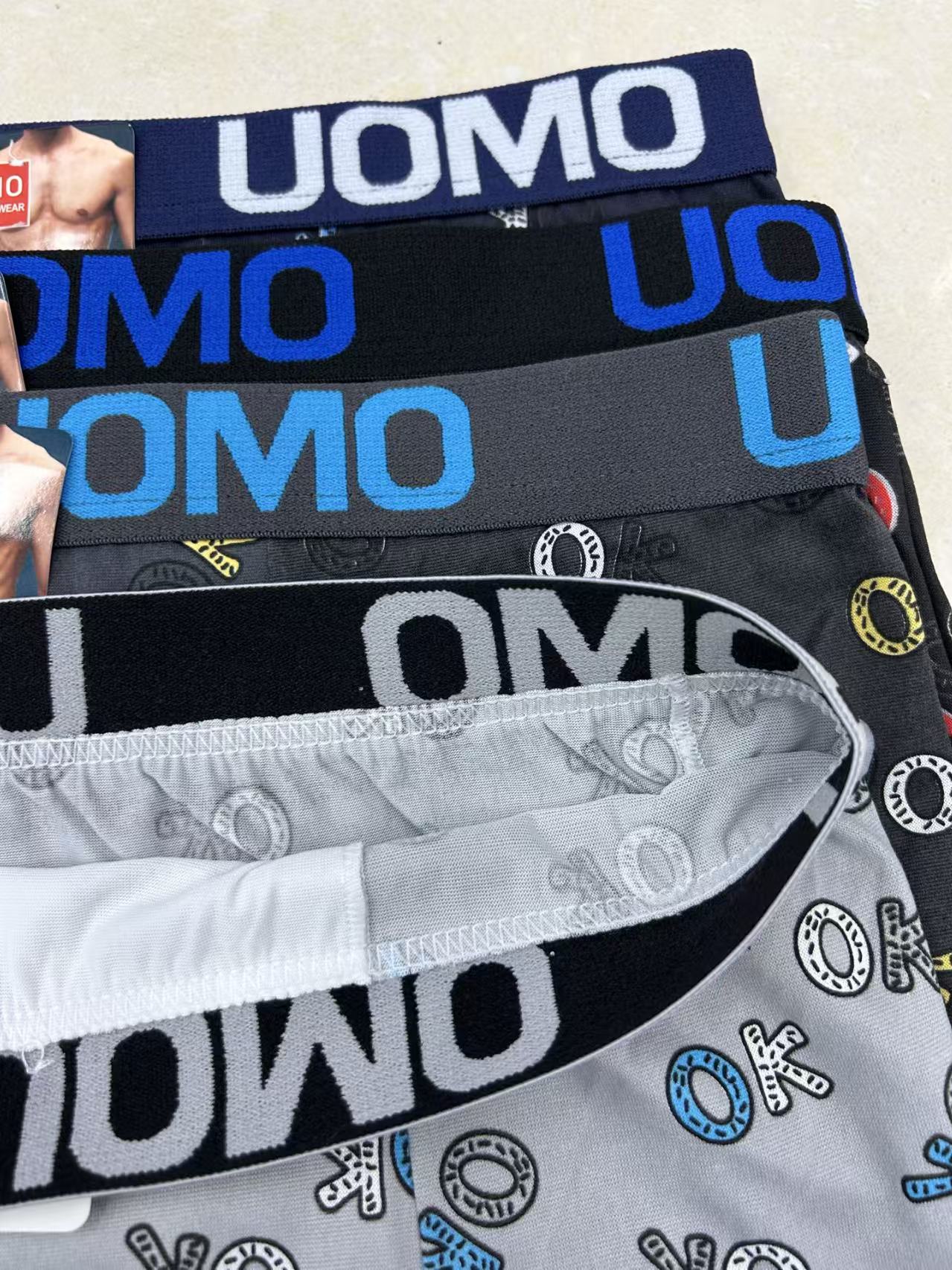 Men's underwear in stock for export to Europe, America and Africa, printed underwear, letter-color contrasting waistband men's briefs Item Picture
