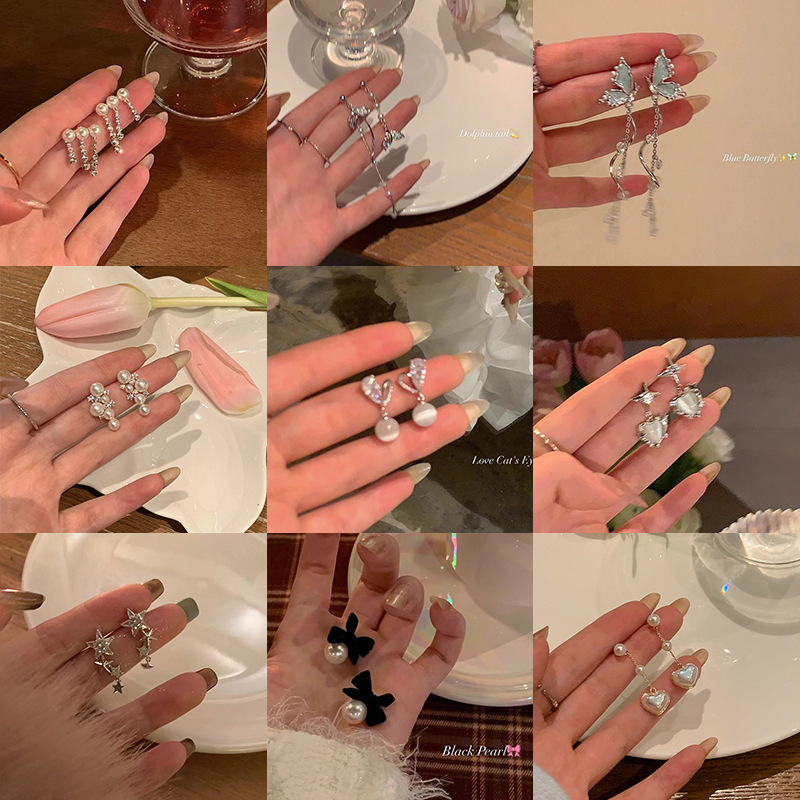 Ins-style pearl stud earrings for women, niche, light luxury, versatile earrings, high-end and retro style, 925 silver needle wholesale details Picture