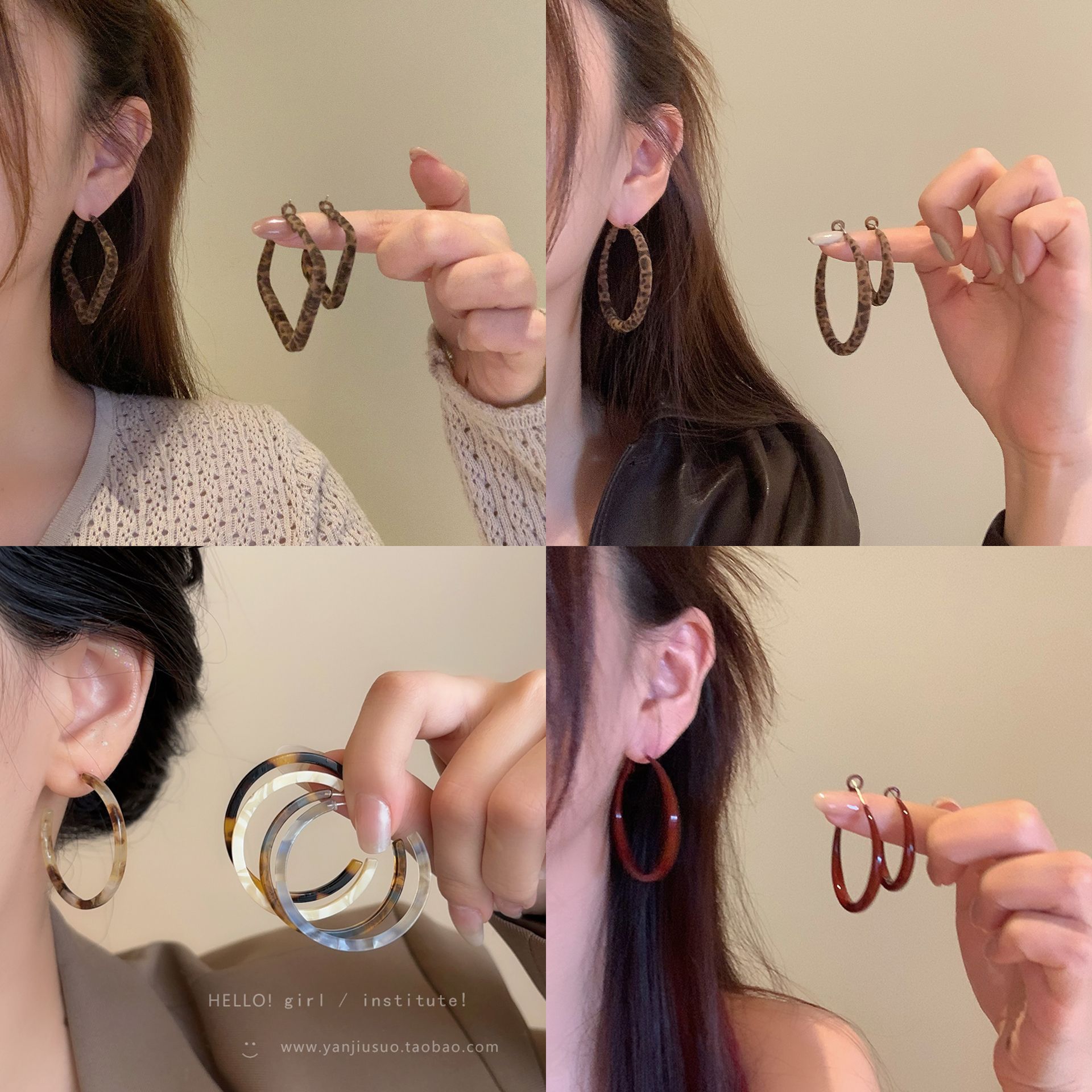 The new autumn and winter metal shiny round ball earrings exude a feminine charm and a sense of sophistication. The round and square ear rings make the face slimmer. Retro earrings details Picture