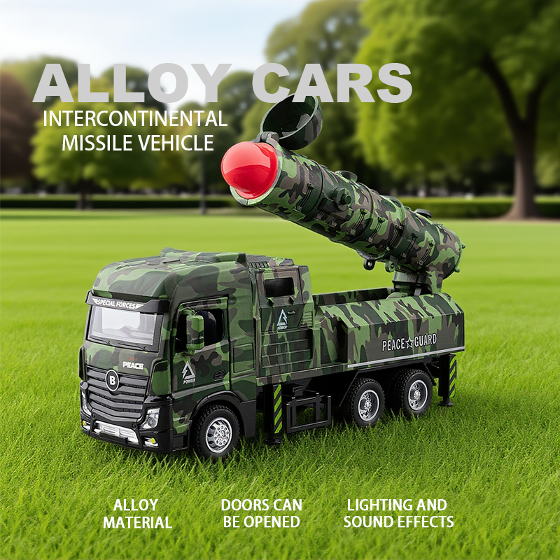 Intercontinental missile vehicle alloy model, rebound sound and light effect, trendy art desktop, trendy toys for boys details Picture