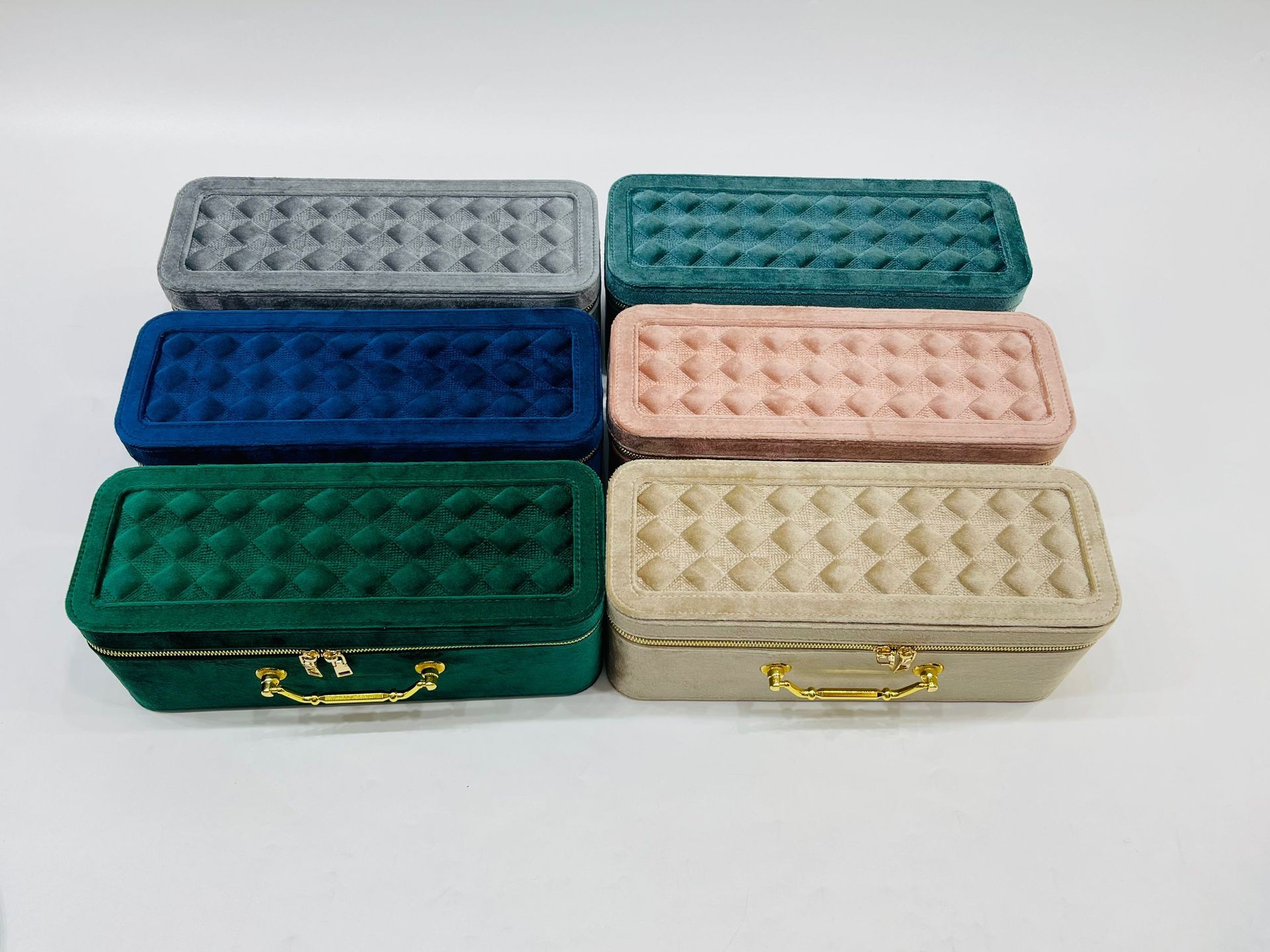 New 15-position jade and jadeite velvet bracelet storage box, large-capacity household portable handbag bracelet case wholesale Specification image