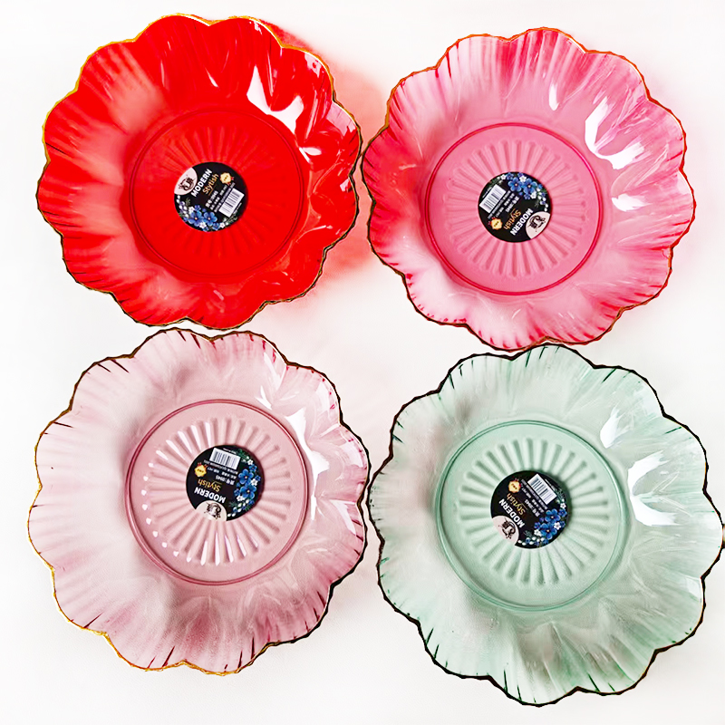 【 Districts 3-7 】0945 Golden Border Platter 5/ bag 200/ box 0945 Golden Border Fruit Platter Wedding and Housemoving Platter Dried Fruit Delight Platter Chinese Lace Red Platter Household wholesale 2 yuan pic 2