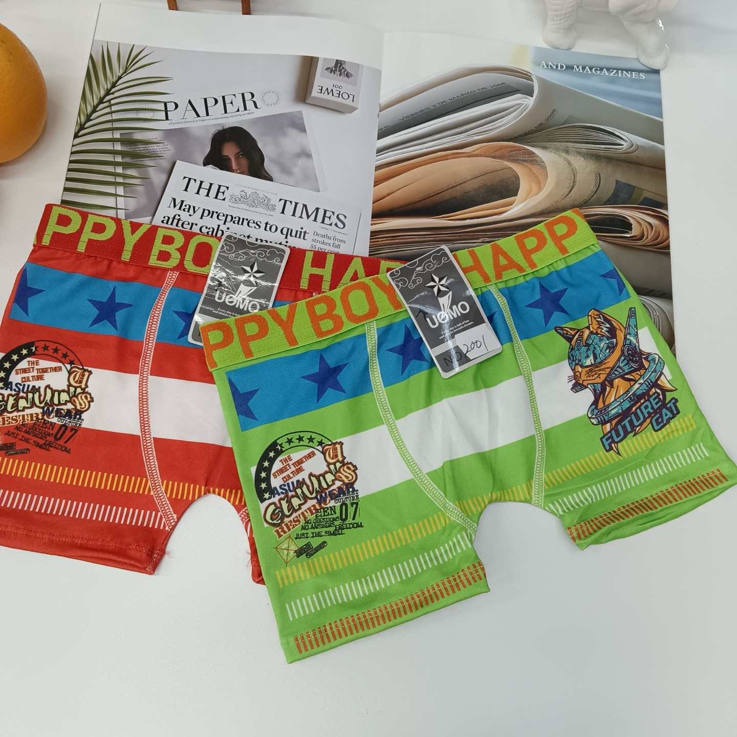 For export to South America, we offer printed four-cornered underpants, flat underpants, comfortable briefs, printed boys' underpants, and customizable patterned children's flat cornered underpants Specification drawing