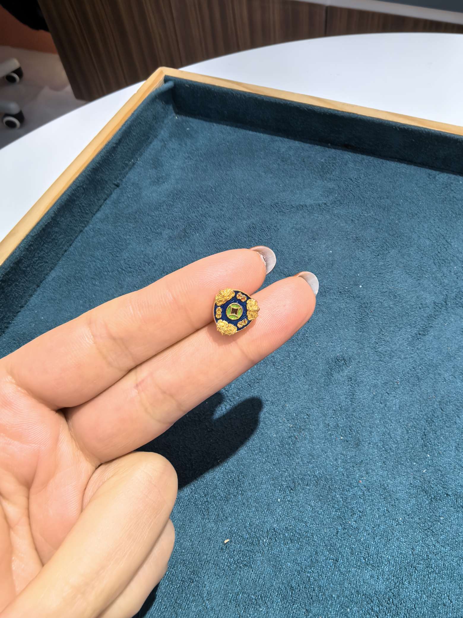  s925  貔貅抱财新年压岁币 蓝色 p3098 