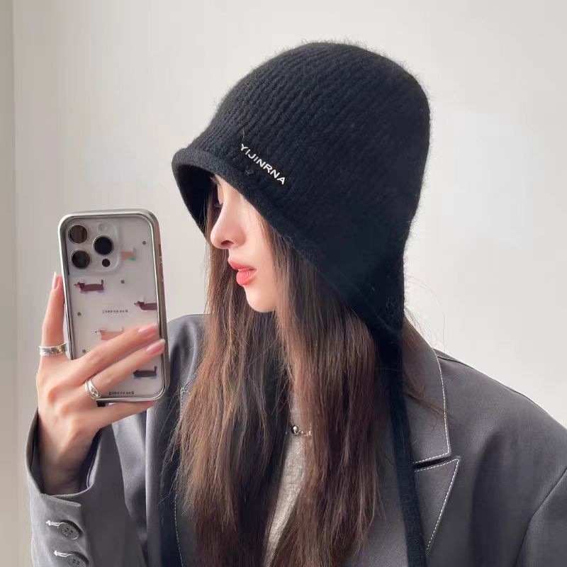 Knitted hat 2025 autumn/Winter new style woolen hat, cat ear hat, cute rope warm women's hat, cross-border cold hat details Picture