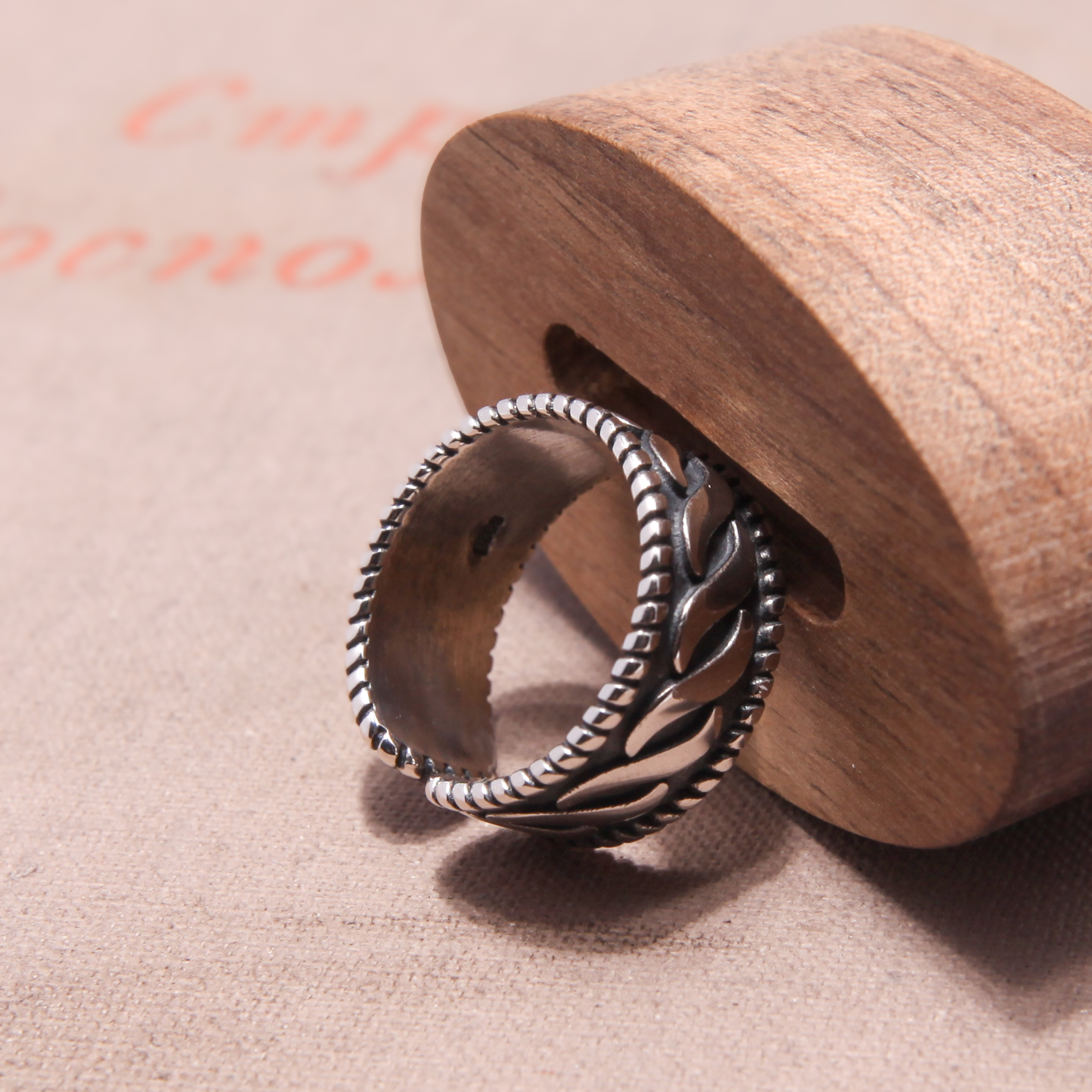 AWAYI纯银s925戒指纹章排列复古做旧开口可调节