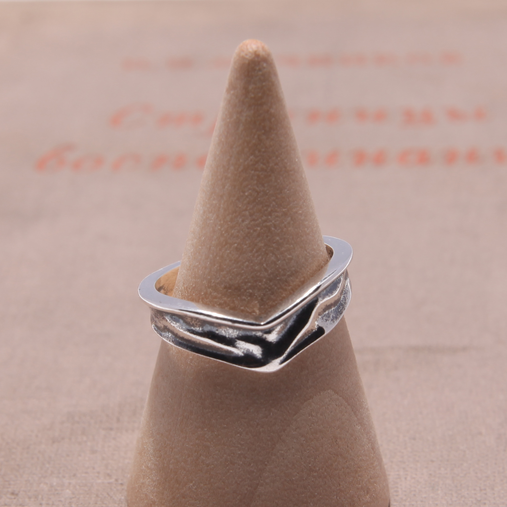 AWAYI纯银s925戒指质感纹理复古做旧开口可调节