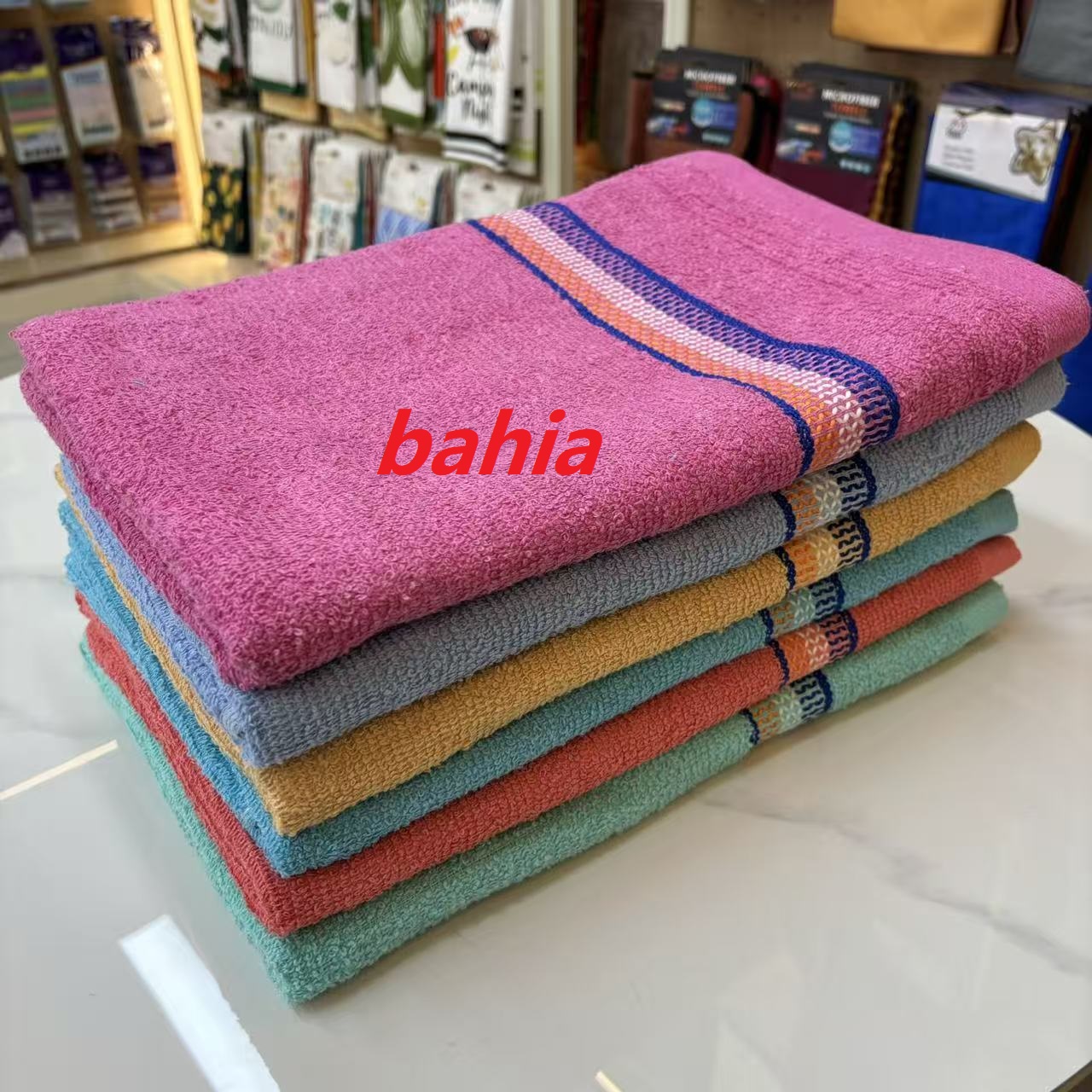 bahia  70*140cm绣条纹浴巾 酒店洗浴毛巾浴巾 跨境吸水浴巾