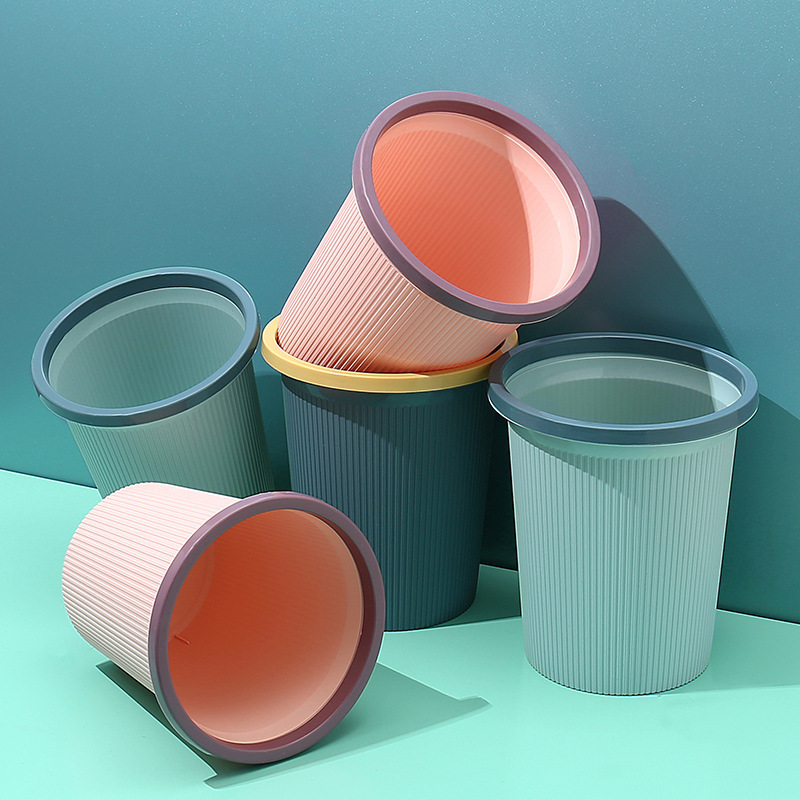Wholesale plastic household trash cans, toilet and bathroom garbage baskets, living room and kitchen pressure rings, circular storage trash cans Specification image