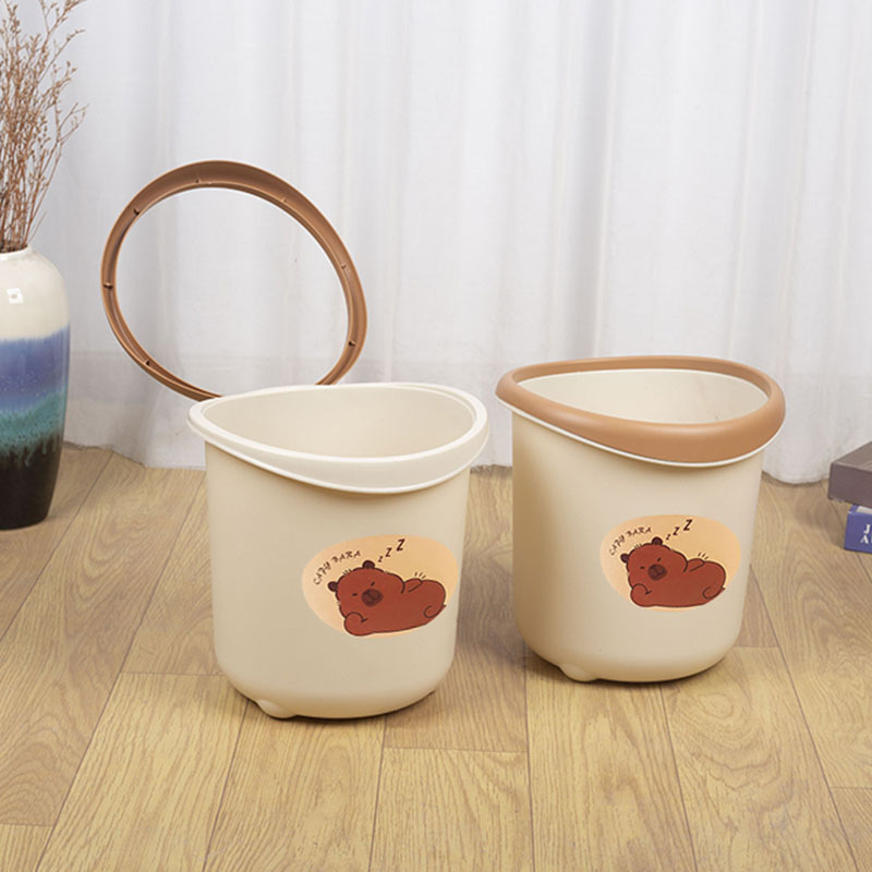 Wholesale from the manufacturer: Simple, high-appearance, large-capacity plastic round trash cans for living rooms and bedrooms details Picture