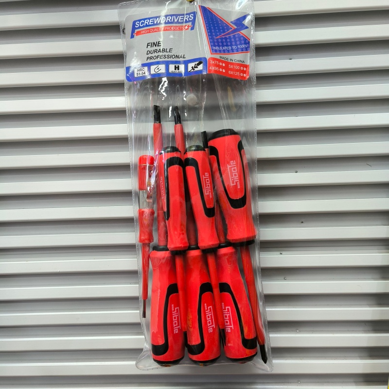 厂家直销五金工具十字一字多功能电工两用起子8PC螺丝刀套装白底实物图