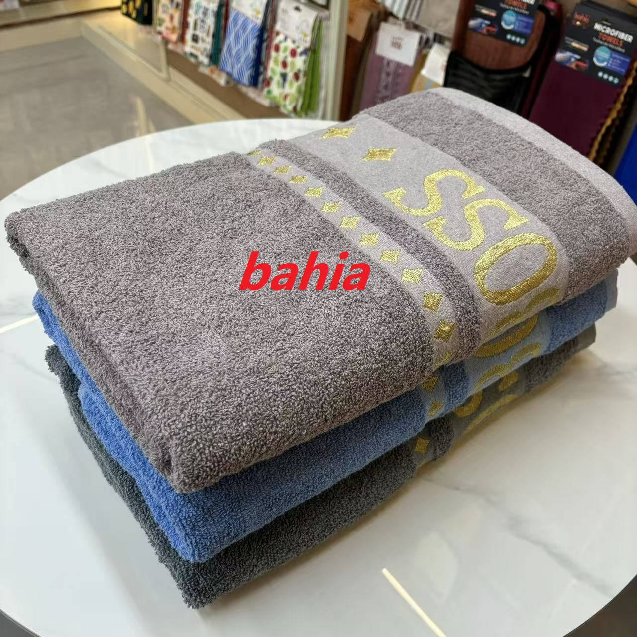 bahia  90*170cm大尺寸绣花棉浴巾  家用吸水裹身巾 酒店洗浴毛巾浴巾
