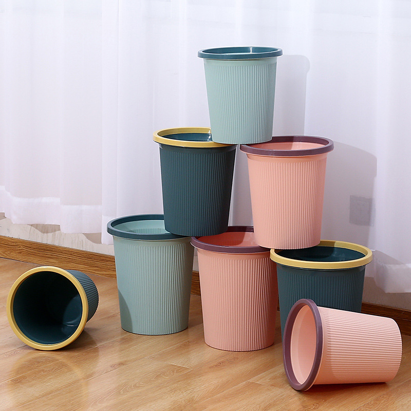 Wholesale plastic household trash cans, toilet and bathroom garbage baskets, living room and kitchen pressure rings, circular storage trash cans details Picture