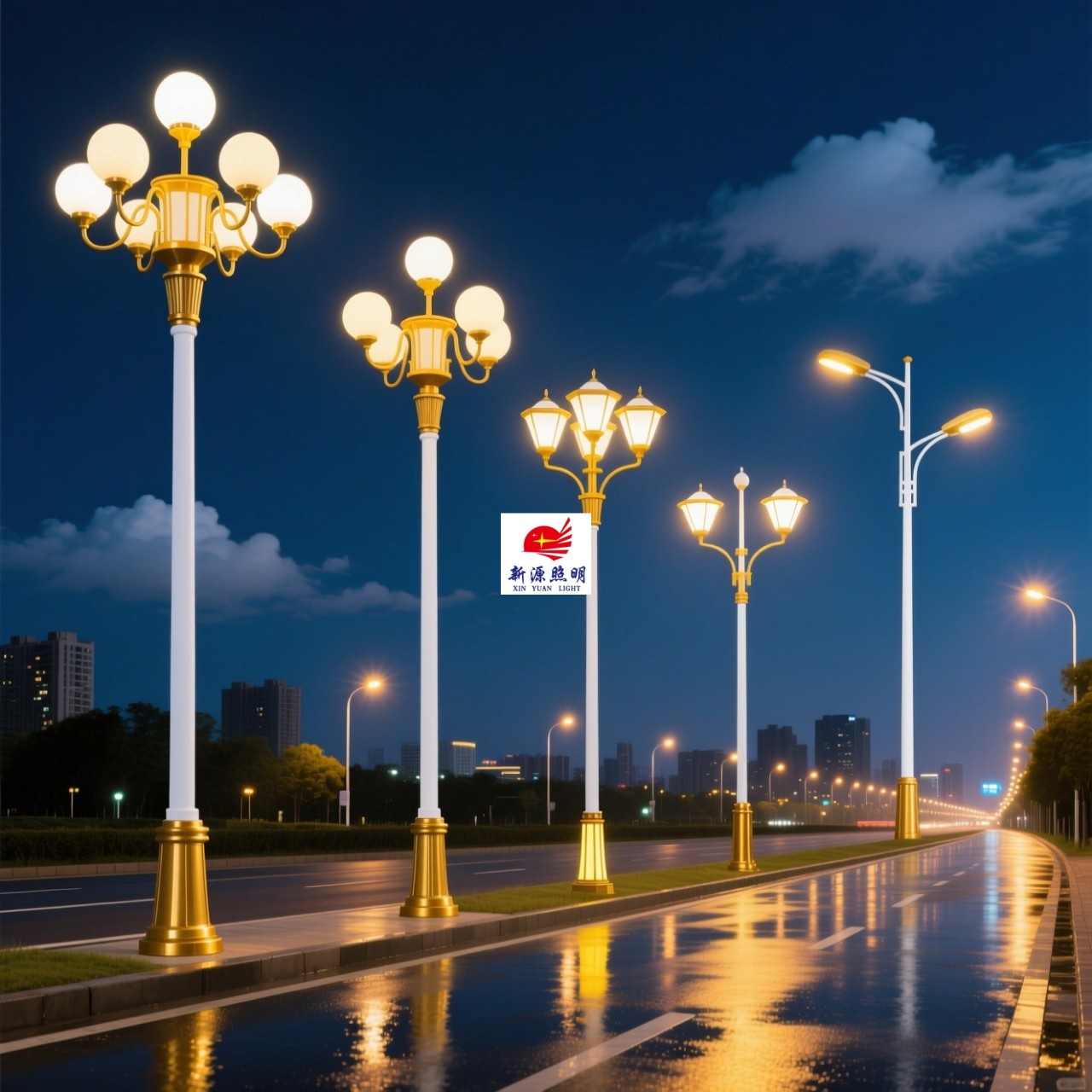 Outdoor magnolia lamps, square Chinese lanterns, solar street lamps, courtyard landscape lamps, 6-meter, 8-meter, 10-meter, 12-meter high-pole lamps details Picture