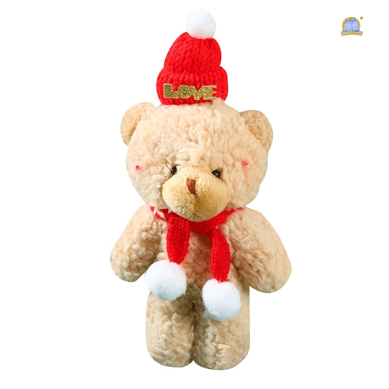 Christmas cute blush scarf, teddy bear, plush doll, conjoined bear, keychain, pendant, small doll Item Picture