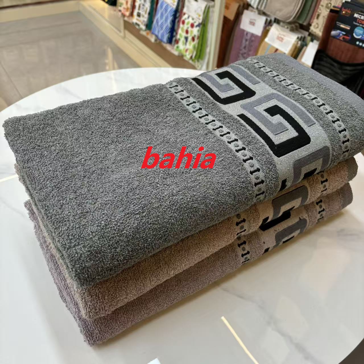 bahia 大 尺寸绣花棉浴巾90*170cm 家用吸水裹身巾 酒店洗浴毛巾浴巾