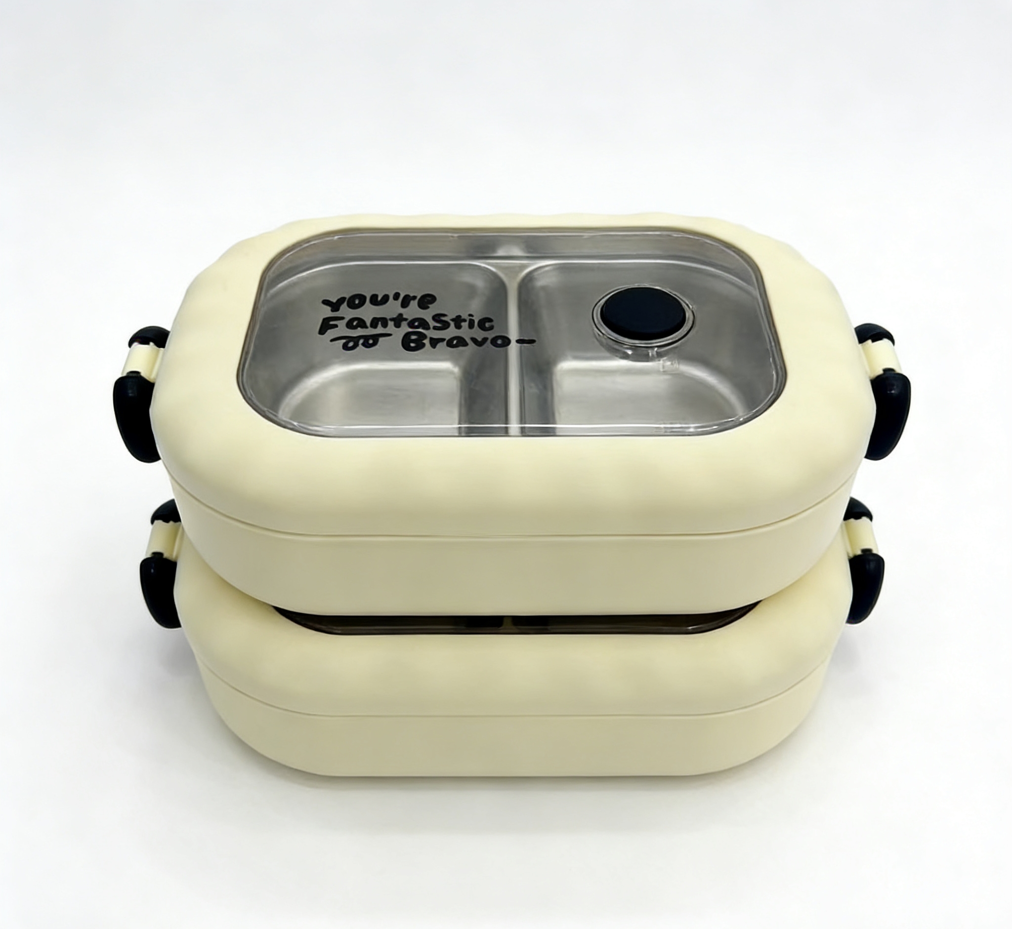 304 stainless steel compartmented lunch box, children's portable sealed lunch box, cute double-ear separated lunch box, student and office worker food preservation box wholesale Item Picture