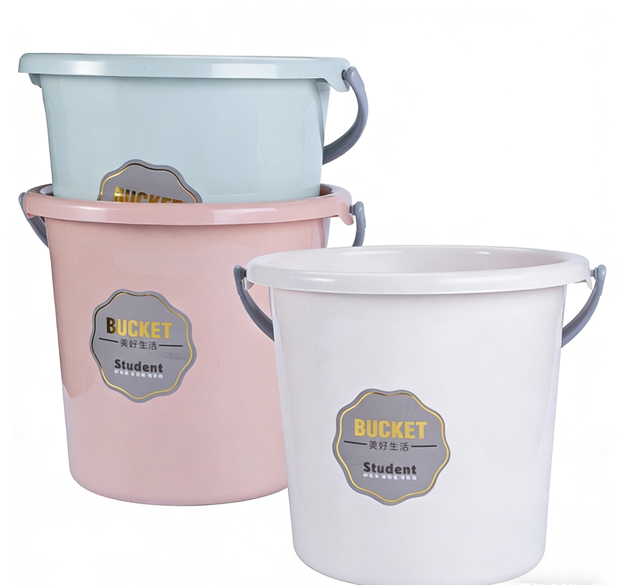 Nordic-style plastic water bucket, household thickened hand-held water storage bucket with ears, student dormitory special water bucket thickened and durable, high appearance level lifting water bucket wholesale Item Picture