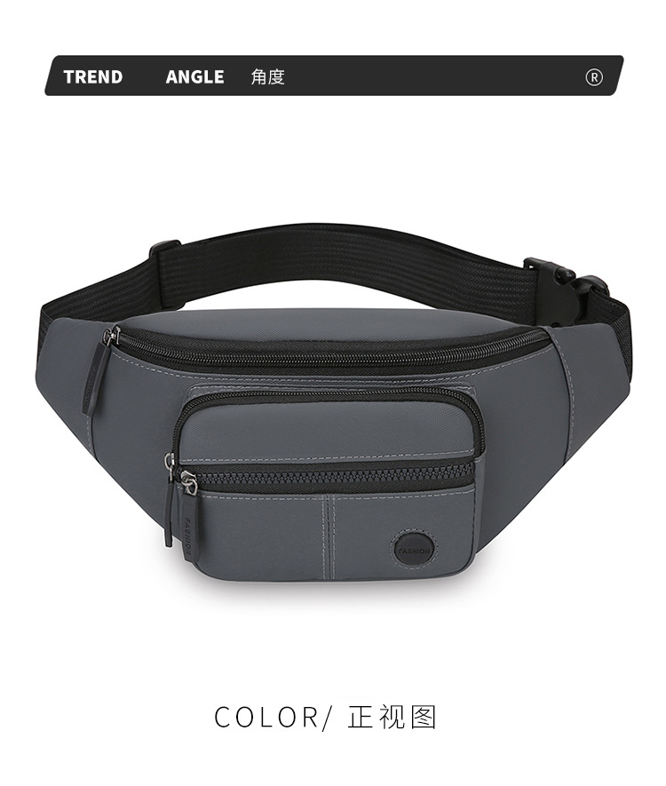 新款腰包休闲运动户外胸前包做生意收银包男士通勤单肩斜挎包 详情图8