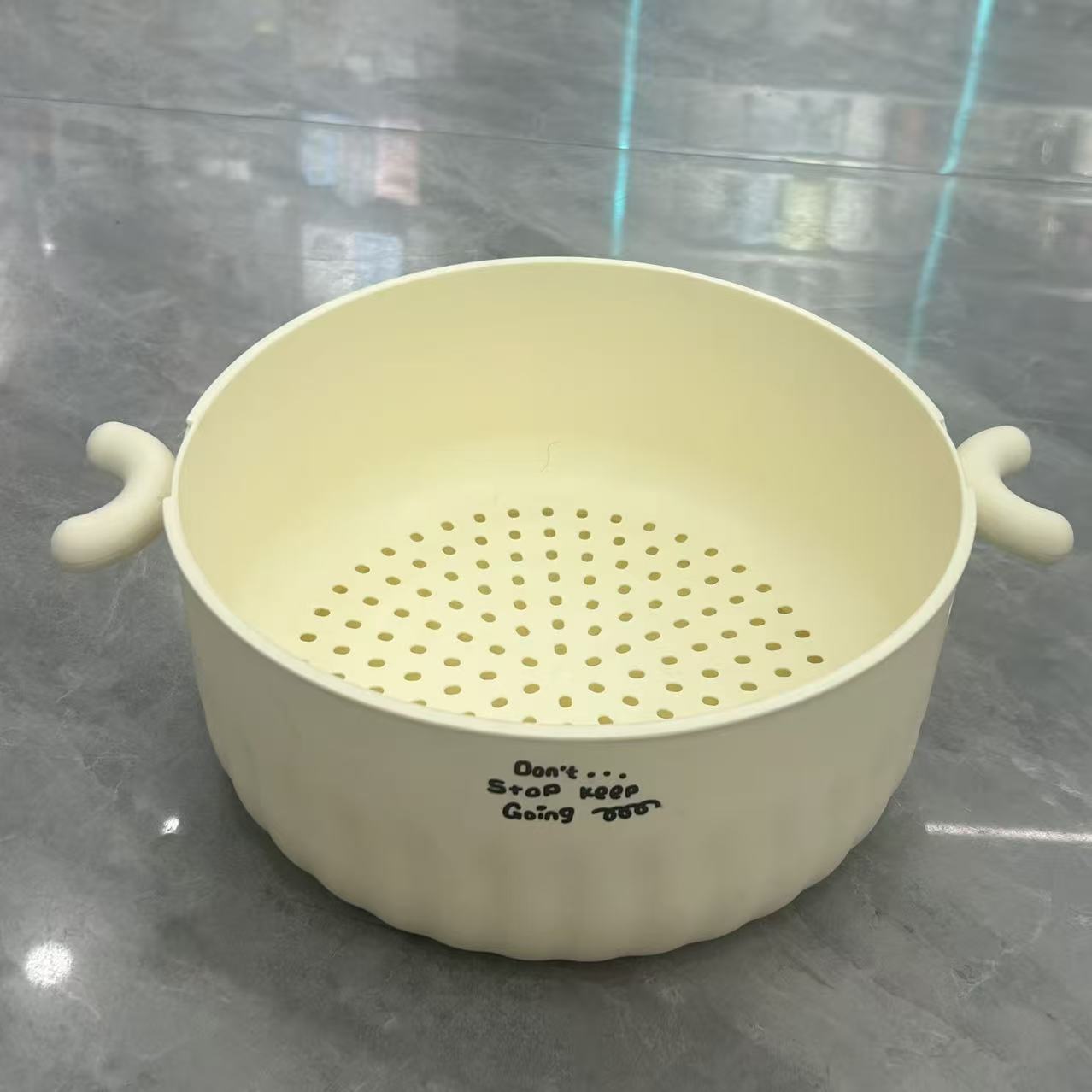 Thickened double-layer draining basket, plastic vegetable washing basket, vegetable washing basin, storage fruit washing basket, multi-functional kitchen household model