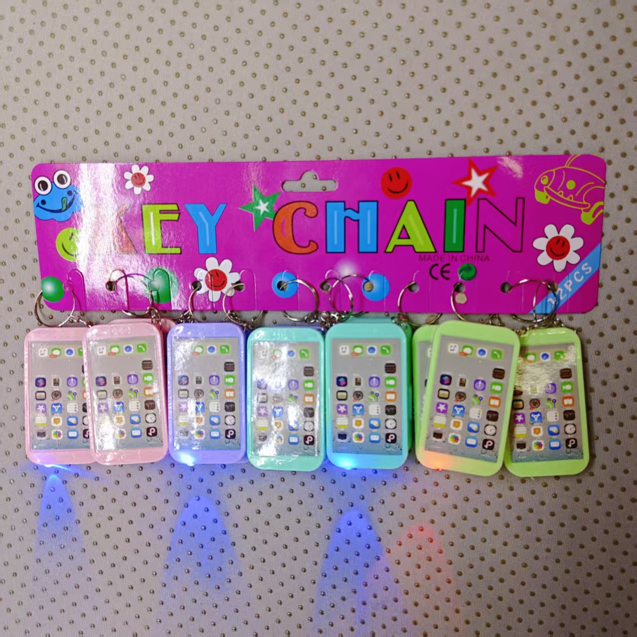 Luminous toy, flashing keychain light, four-color mobile phone floating display, fashionable night light manufacturer wholesale details Picture