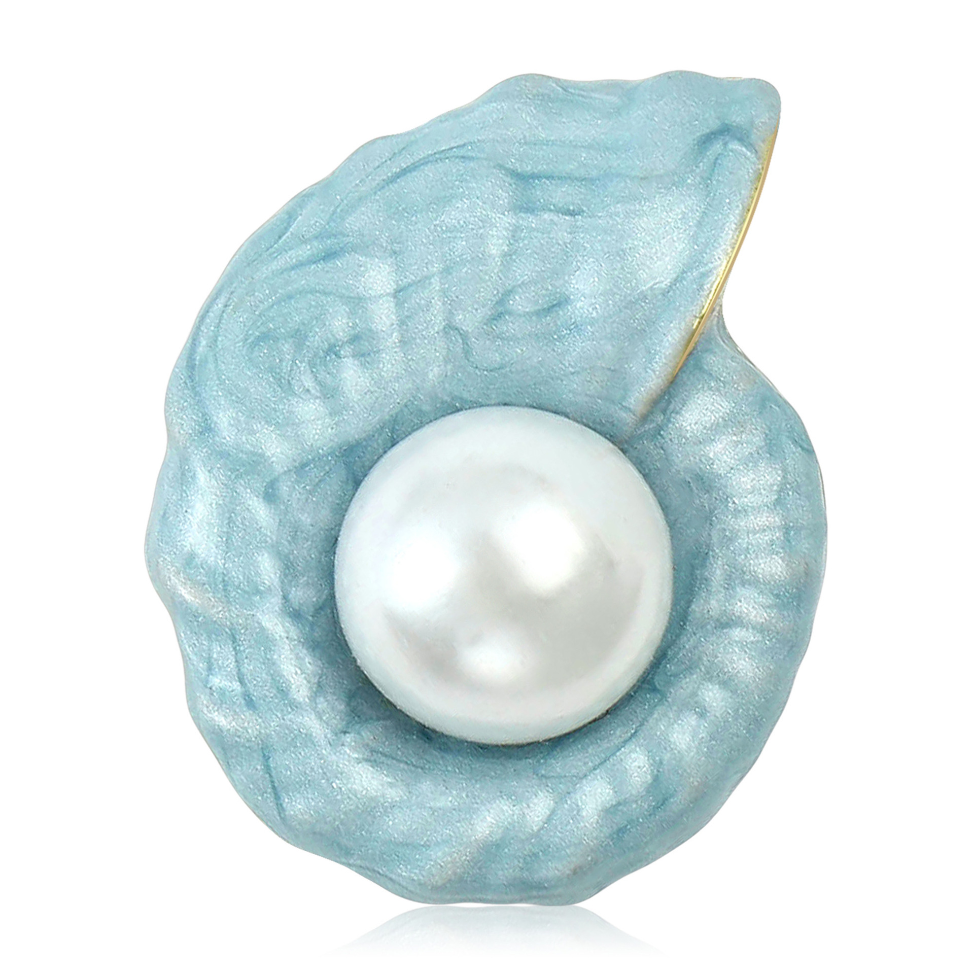 Factory direct sales of new fashionable, trendy and personalized conch brooches, pearl oil drip micro-seals, versatile accessories Specification image