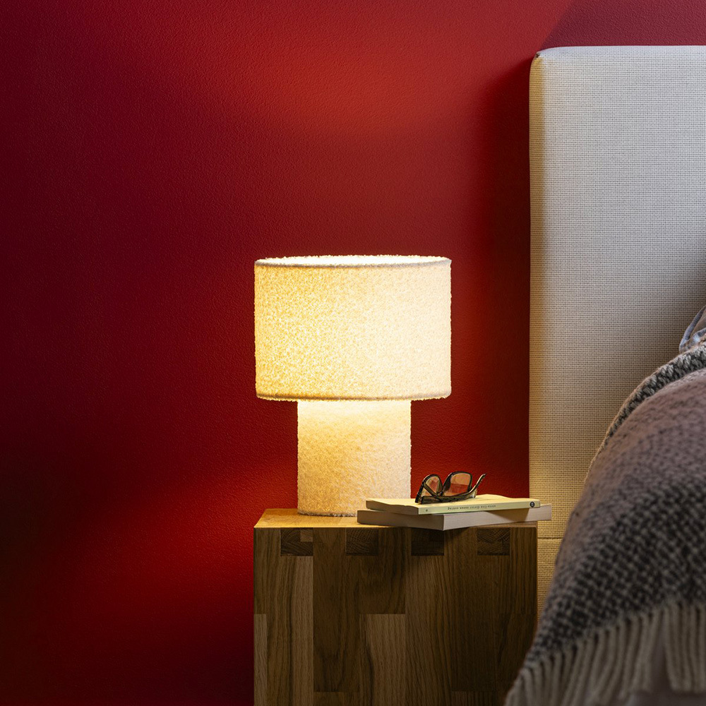 Japanese-style simple solid-color teddy velvet table lamp, living room, study, bedroom, bedside table, mushroom table lamp decorative lighting fixtures Item Picture