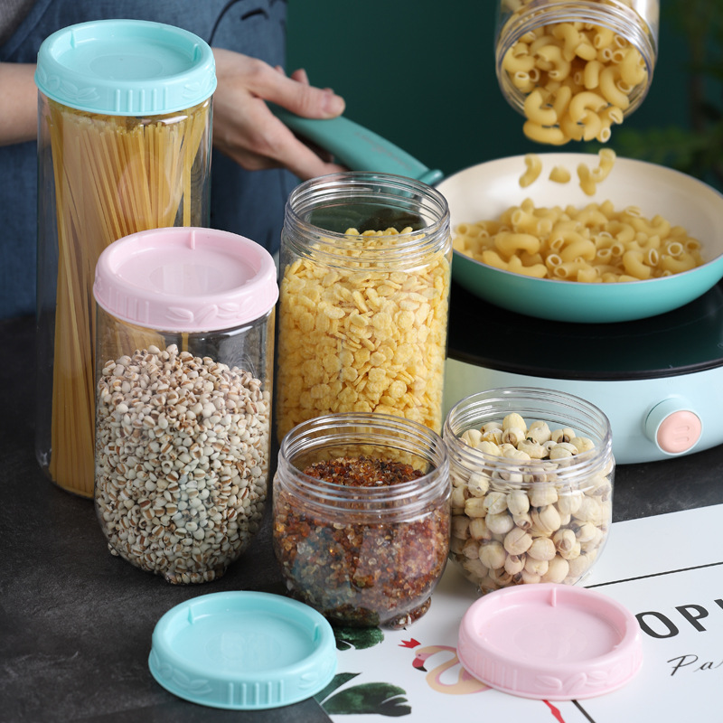 H226-313 Transparent plastic storage tank set for sealed Grains and Cereals, large-capacity dry goods sealed tank Specification image