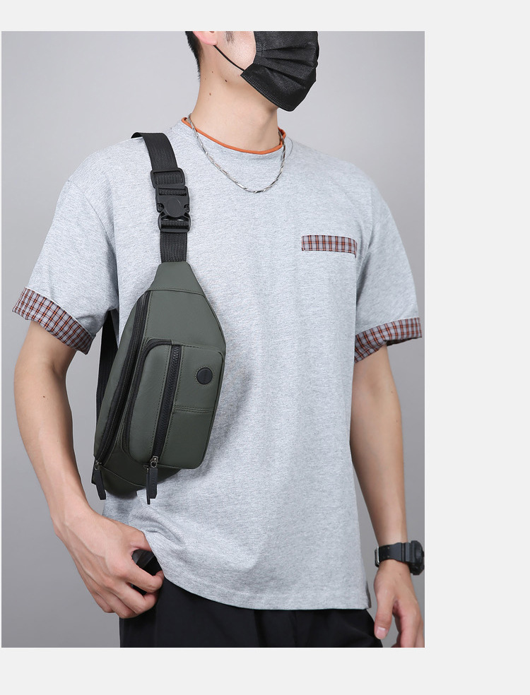 新款腰包休闲运动户外胸前包做生意收银包男士通勤单肩斜挎包 