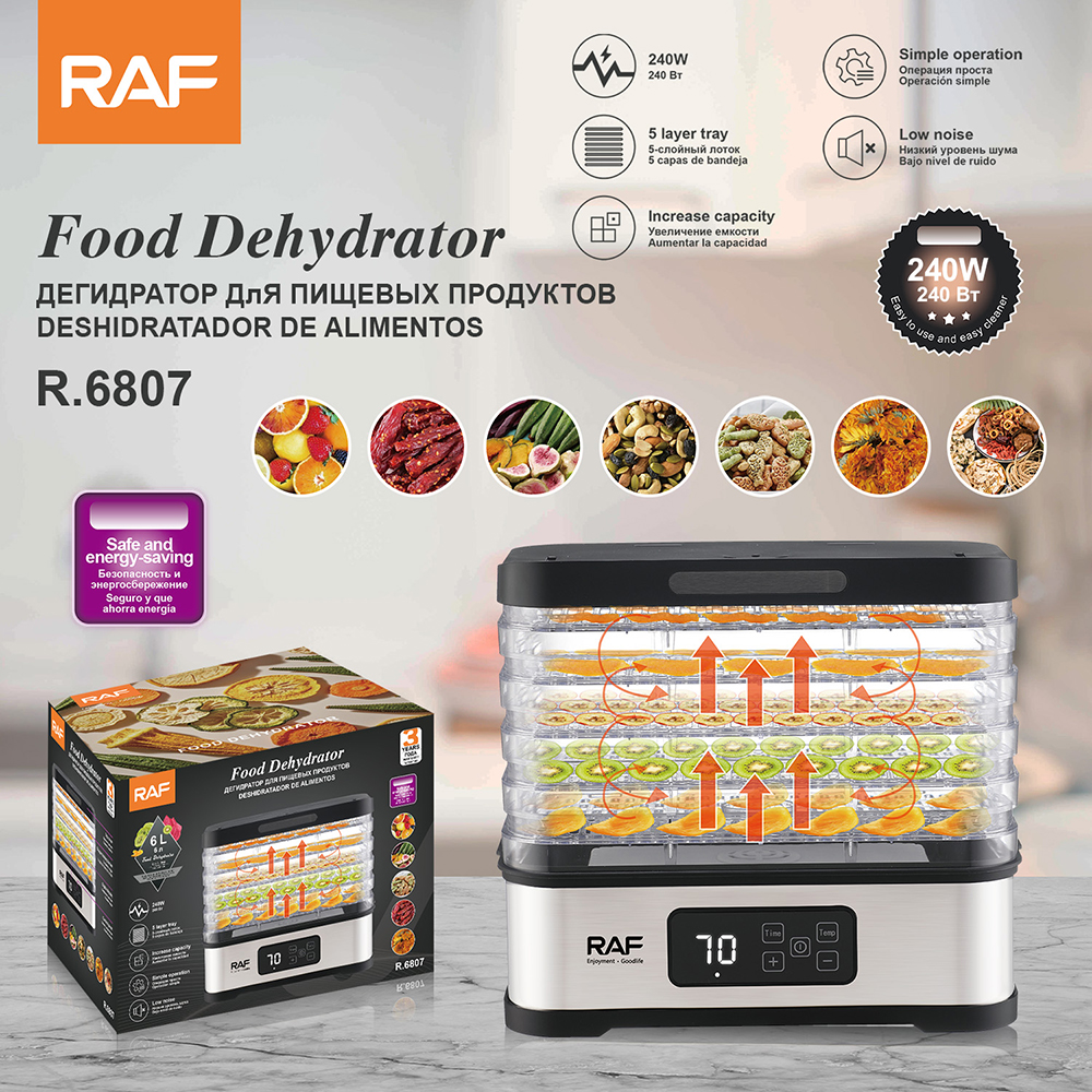RAF European standard cross-border fruit, vegetable and dried fruit machine, household food dryer, pet snack dehydration and air dryer, 5 layers