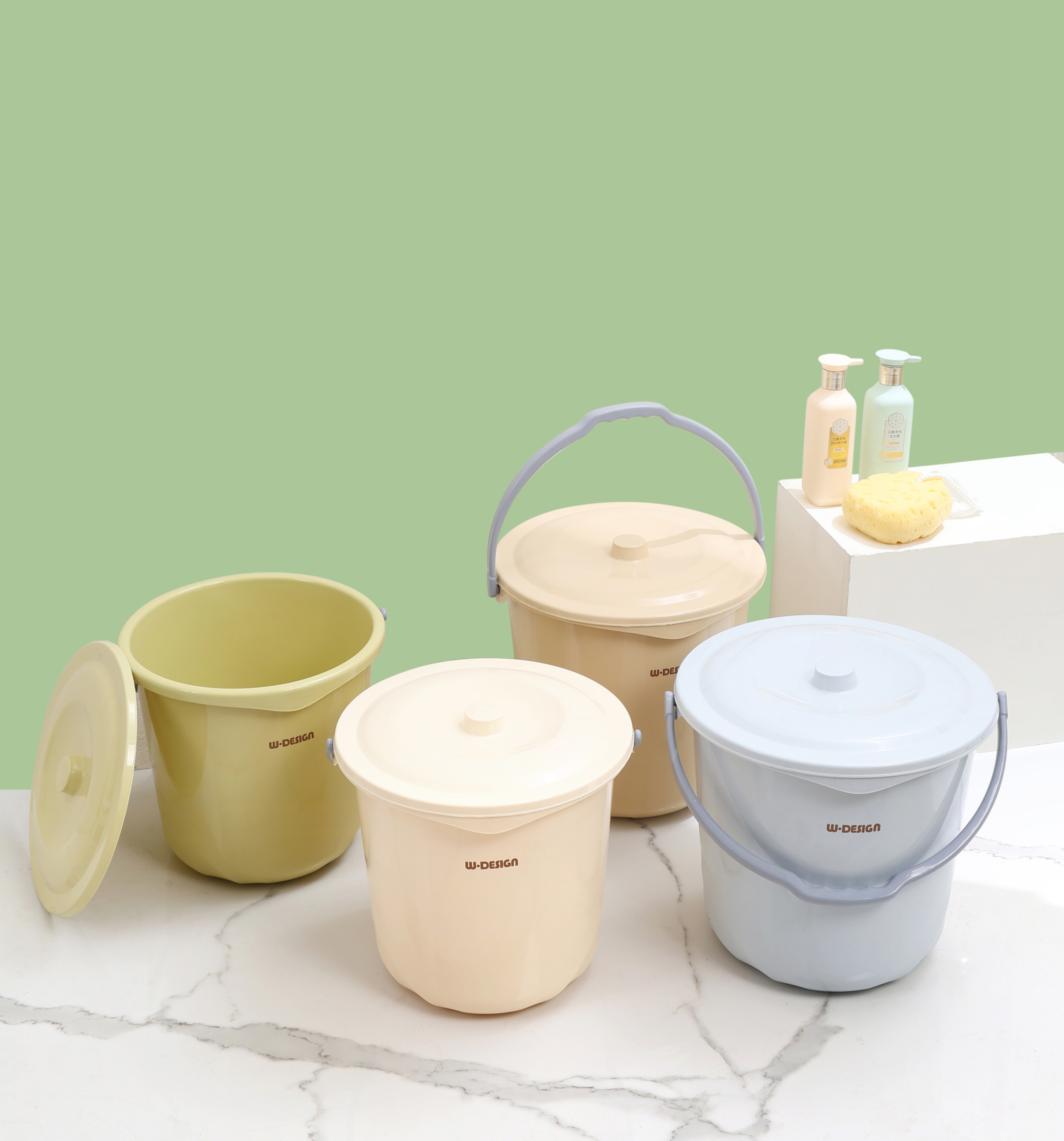 多功能带盖塑料桶家用大容量储物桶手提桶 简约塑料提水桶浴室洗衣桶学生宿舍多功能桶批发