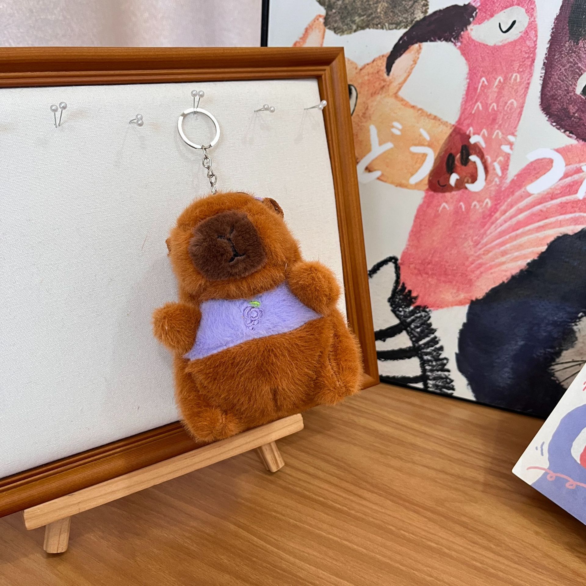 跨境夏日风情水豚卡皮巴拉毛绒玩具公仔女生睡觉抓机娃娃公仔钥匙坠车载书包挂饰礼物卡通变身钥匙扣变装公仔挂件毛绒玩具可爱批发产品图