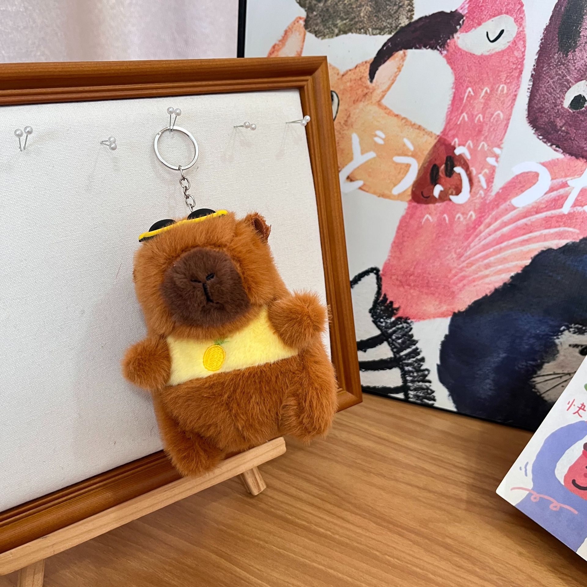 跨境夏日风情水豚卡皮巴拉毛绒玩具公仔女生睡觉抓机娃娃公仔钥匙坠车载书包挂饰礼物卡通变身钥匙扣变装公仔挂件毛绒玩具可爱批发细节图