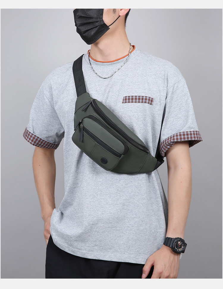 新款腰包休闲运动户外胸前包做生意收银包男士通勤单肩斜挎包 详情图2