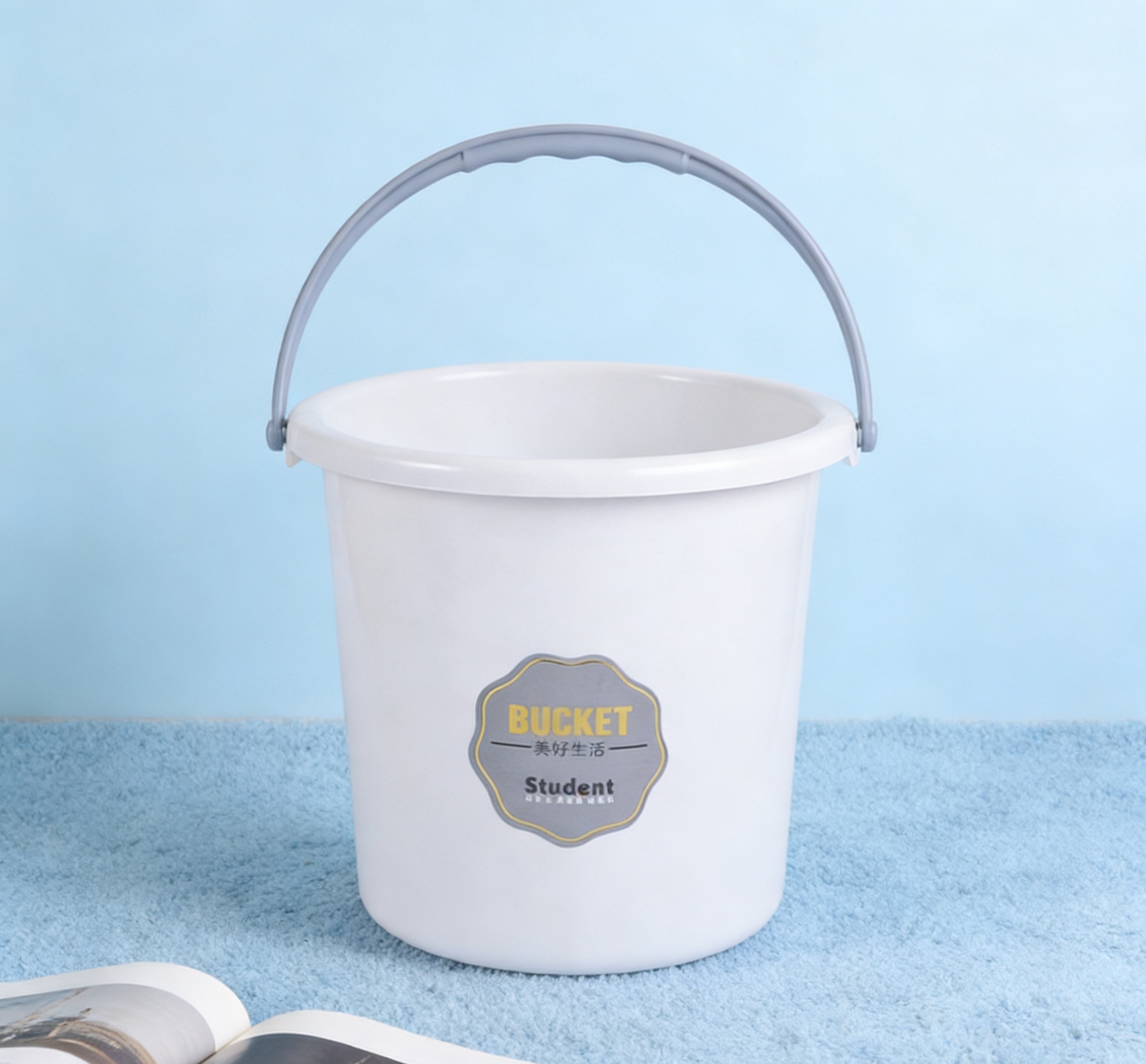 北欧风塑料水桶家用加厚手提带耳储水桶 学生宿舍专用水桶加厚耐用高颜值提水桶批发