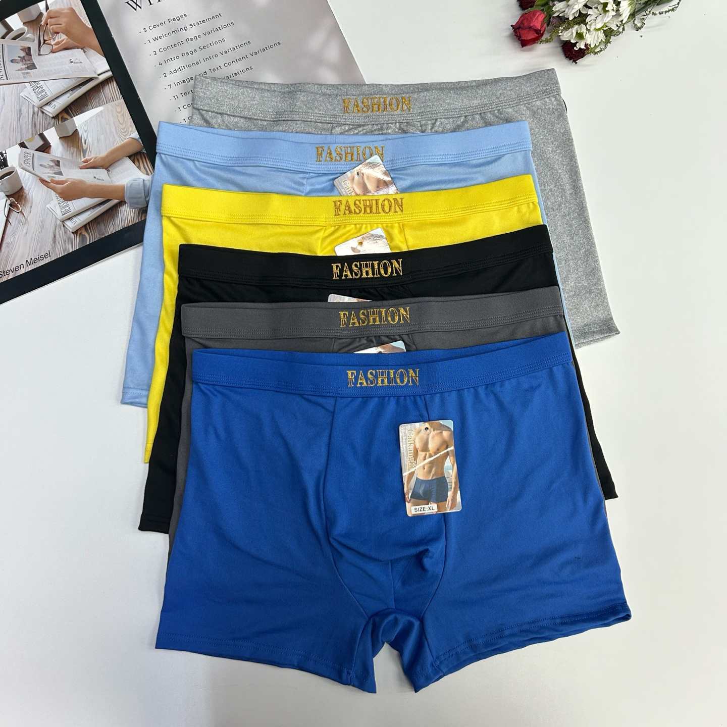 Mid-waist men's underwear for export to the Middle East and South America is comfortable and breathable. Men's briefs are available for customization. Men's underwear in stock Specification drawing