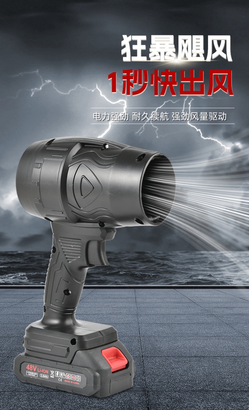 Lithium battery storm machine, portable household violent turbine fan, high-power dust removal, car washing, water blowing and hair dryer details Picture