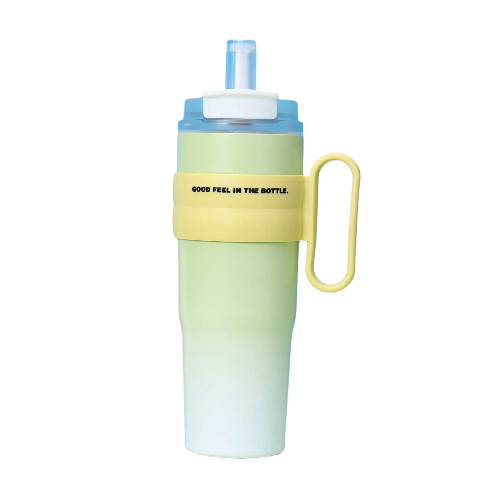 Factory direct sales of large-capacity double-drinking straw giant ice cup, 304 stainless steel insulated handle hand-held cup Item Picture