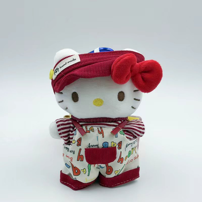 正版可爱红色多巴胺kt挂件背带裤毛绒玩偶可爱挂饰公仔钥匙扣