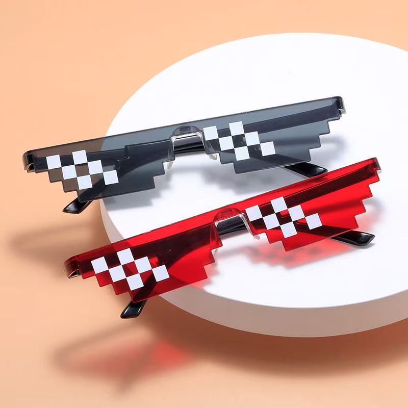 创意恶搞马赛克墨镜眼镜抖音神器社会人打码方框男女通用装X大佬