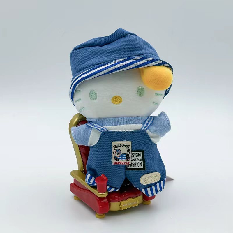 正版蓝色可爱kt挂件背带裤毛绒玩偶可爱挂饰公仔钥匙扣