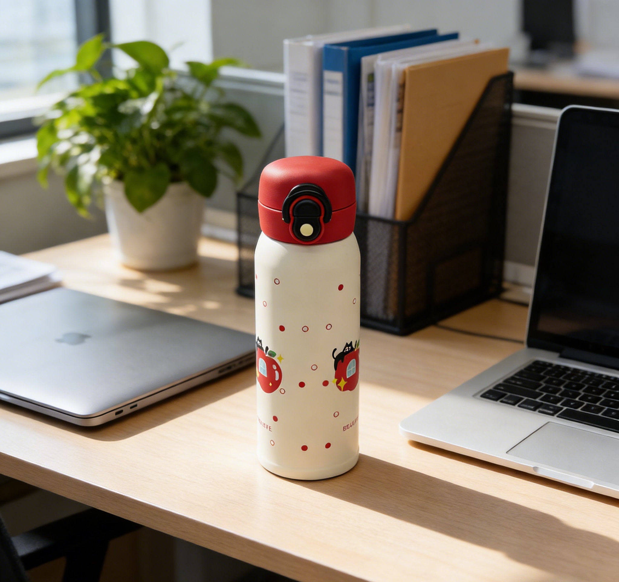 可爱卡通红苹果便携保温杯一键弹盖304不锈钢学生随身水杯高颜值防漏大容量杯子