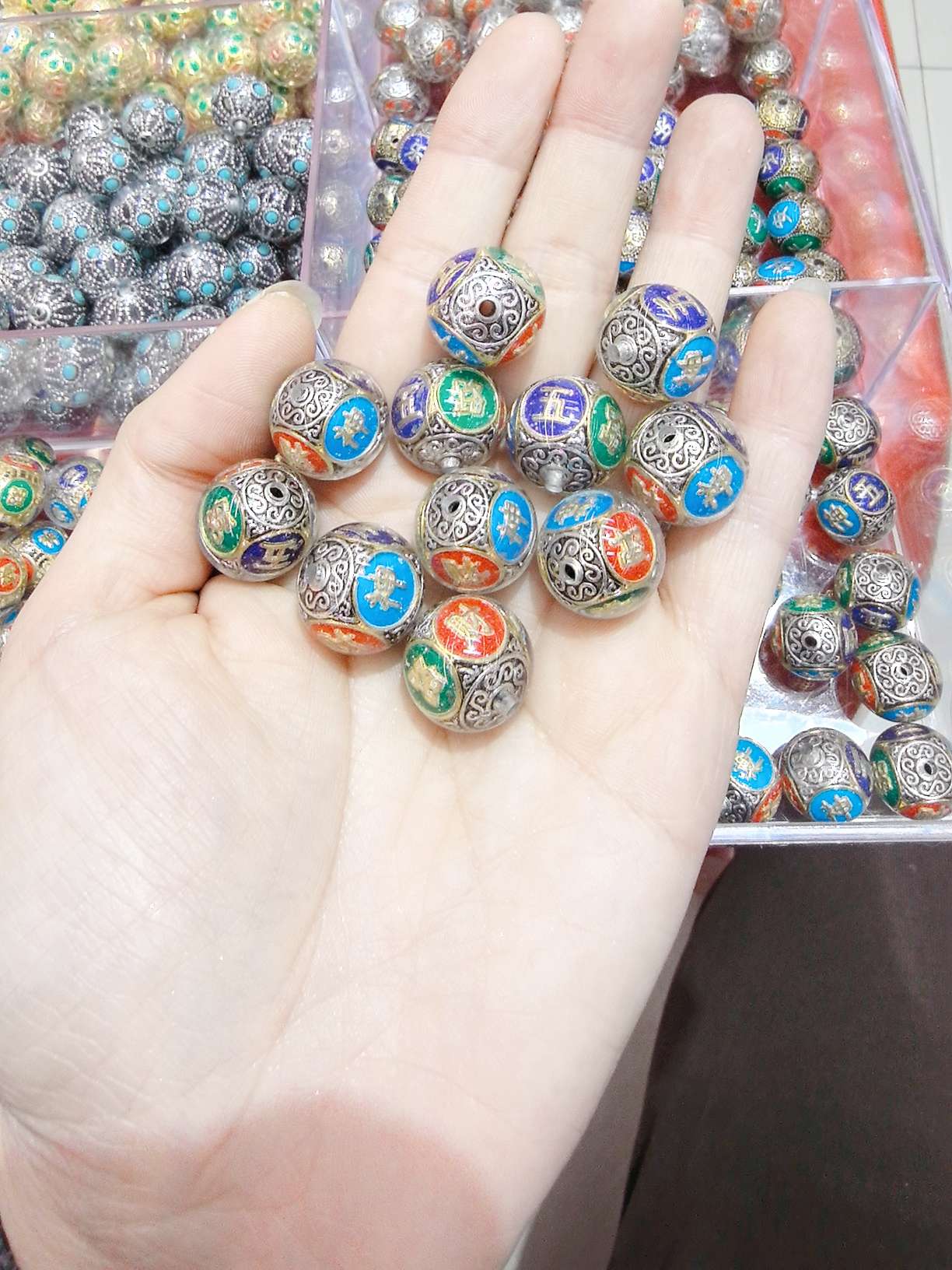 树脂配件圆珠合金款钥匙扣手机链手链