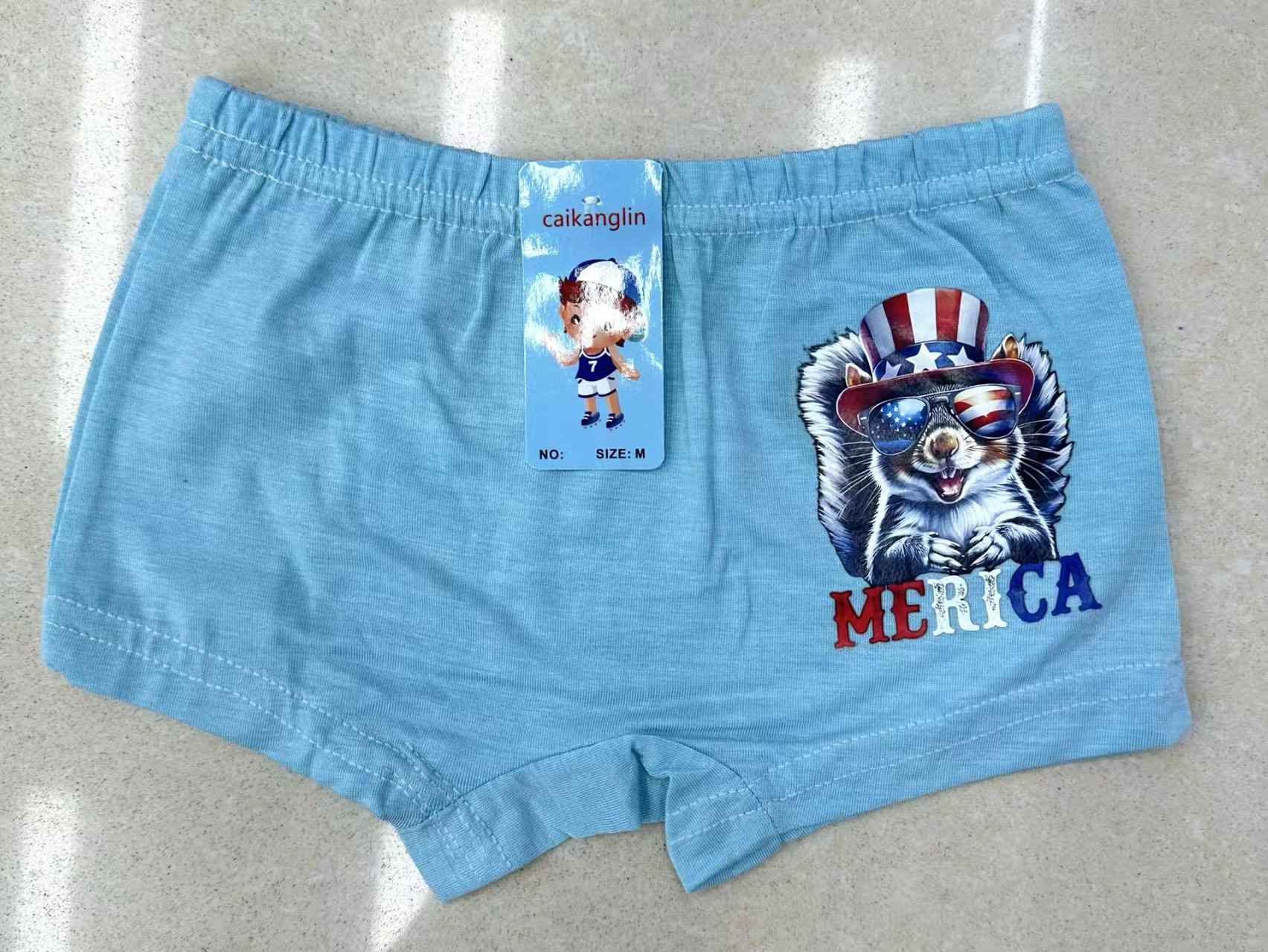 Solid color printed cartoon pattern boys' briefs in stock for export to Europe, America and Africa Application Scenario