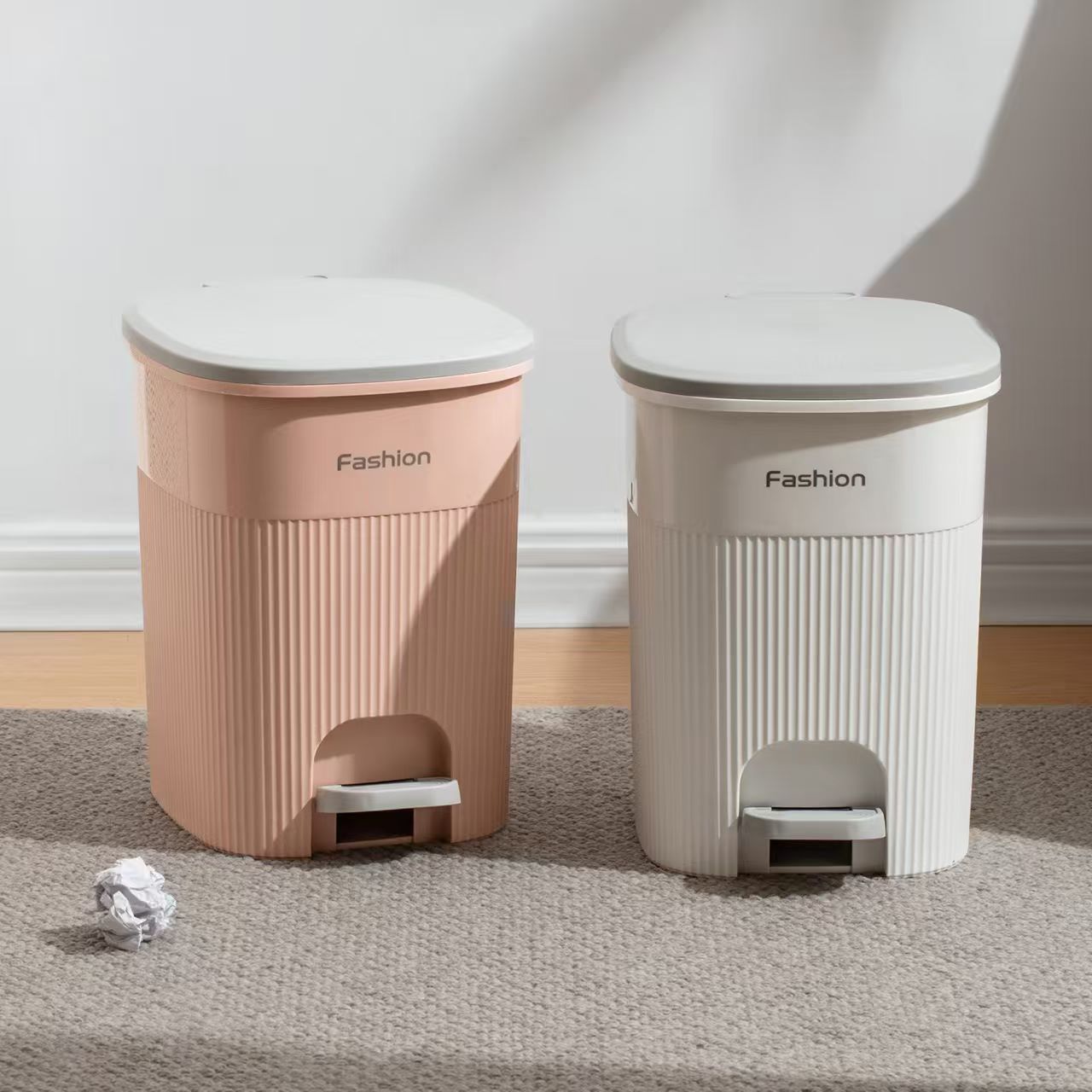 Z86-ZQ-0146 Kitchen trash can, household bathroom toilet foot pedal gentle descent silent trash can with lid detail image 3